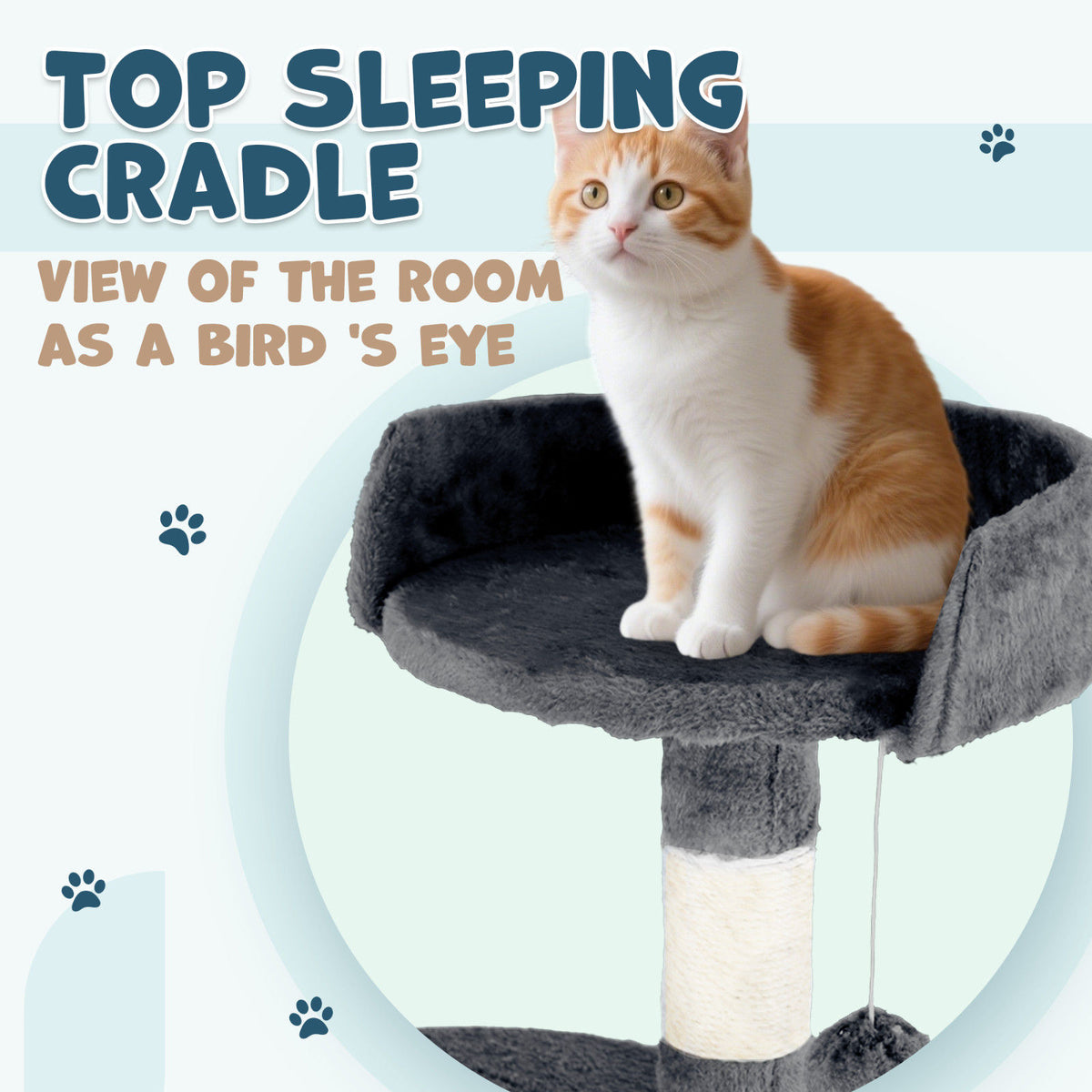 Cat Tower Tree Scratching Post 112cm Condo - Dark Grey