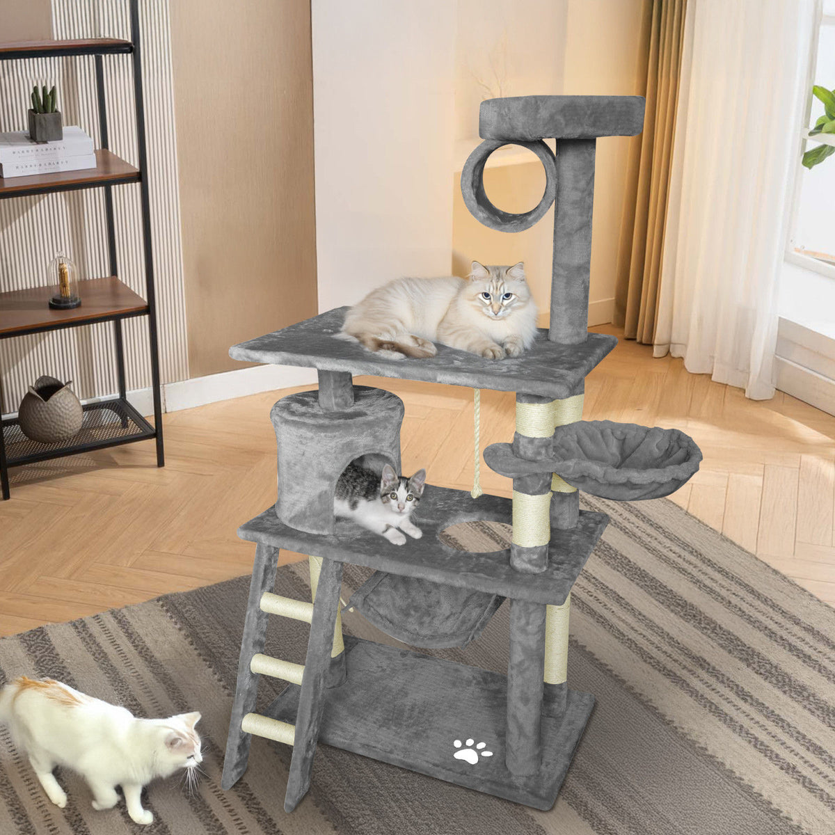 Cat Tree Tower Condo Scratching Post Bed Stand 1.4M - Grey