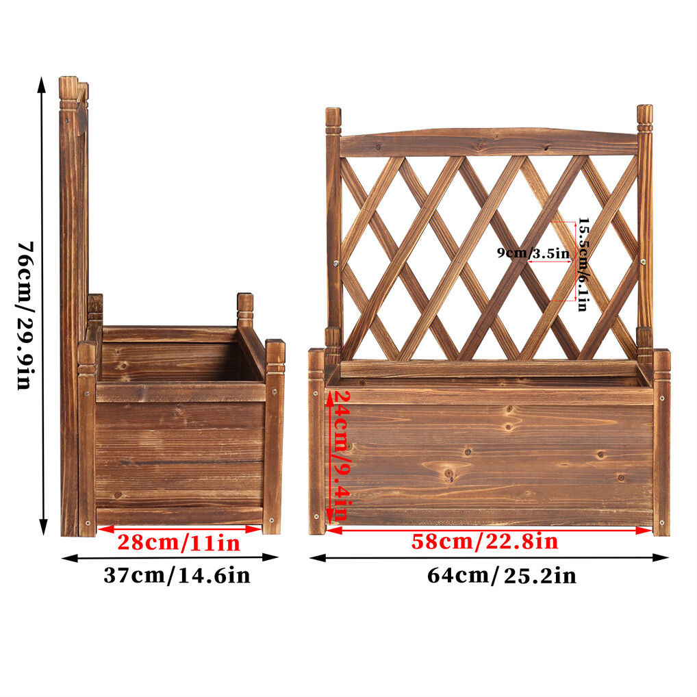 Elevated Small Wooden Planter Box with Trellis 64x37x76cm