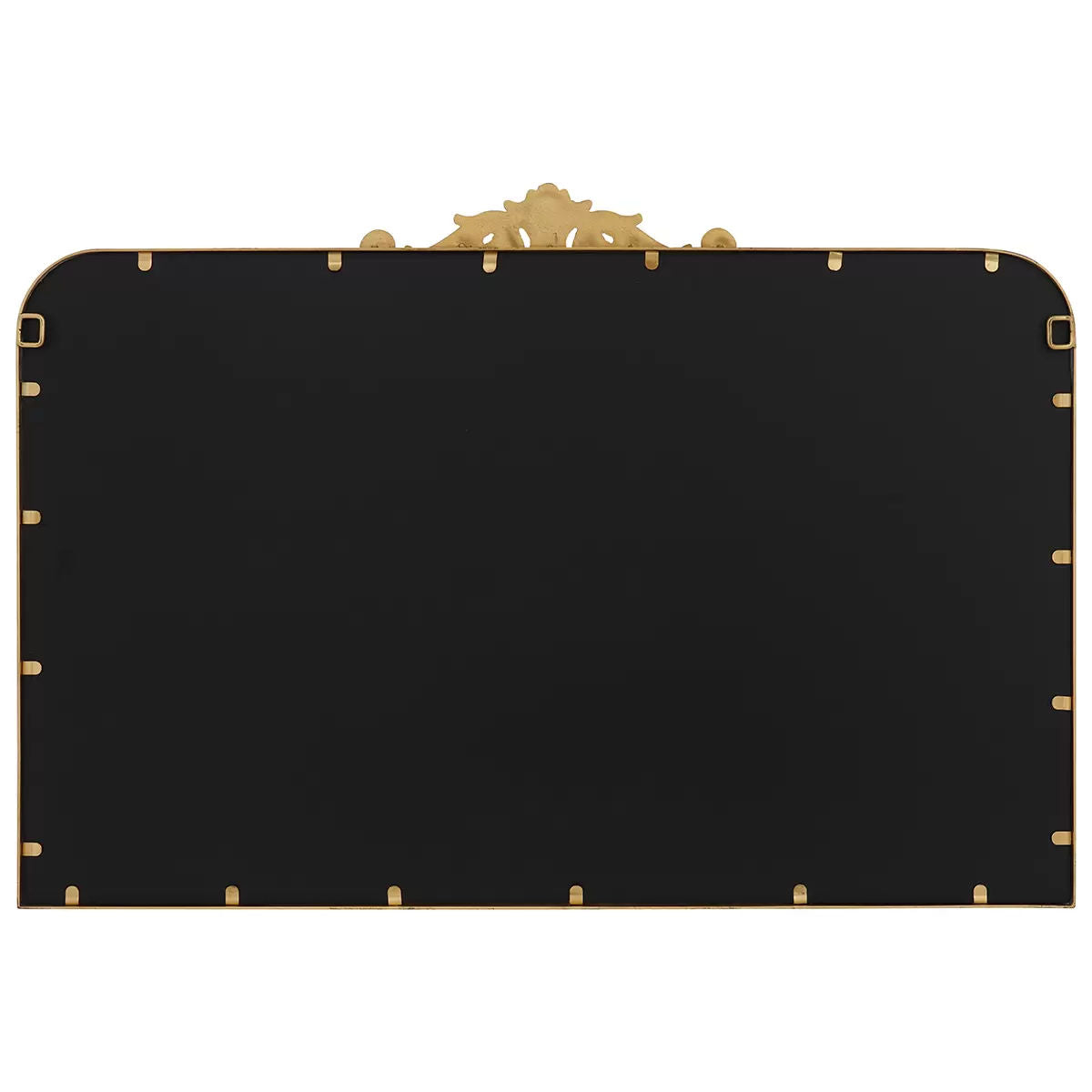 Wall Mirror with Decorative Cast Iron Scroll Applique - Antique Gold Finish
