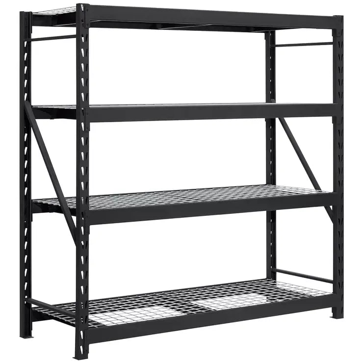 Industrial Rack with Interlocking Wire Deck, Heavy Duty Steel Construction - Black