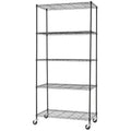 5 Tier Adjustable Shelving Rack 113.4kg Capacity, No Tools Required - Black
