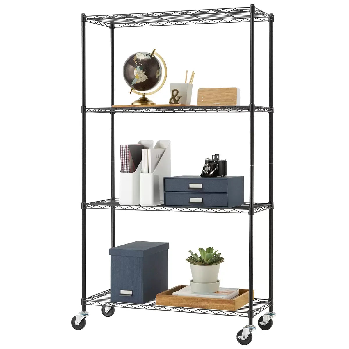 4 Tier Shelving Rack 113.4kg Capacity Per Shelf - Black