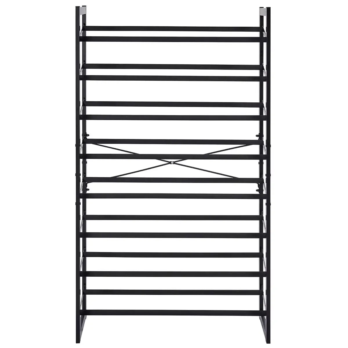 8-Tier Stackable Shoe Rack Set of 2, Vertical Tower, Black Matte - Grey