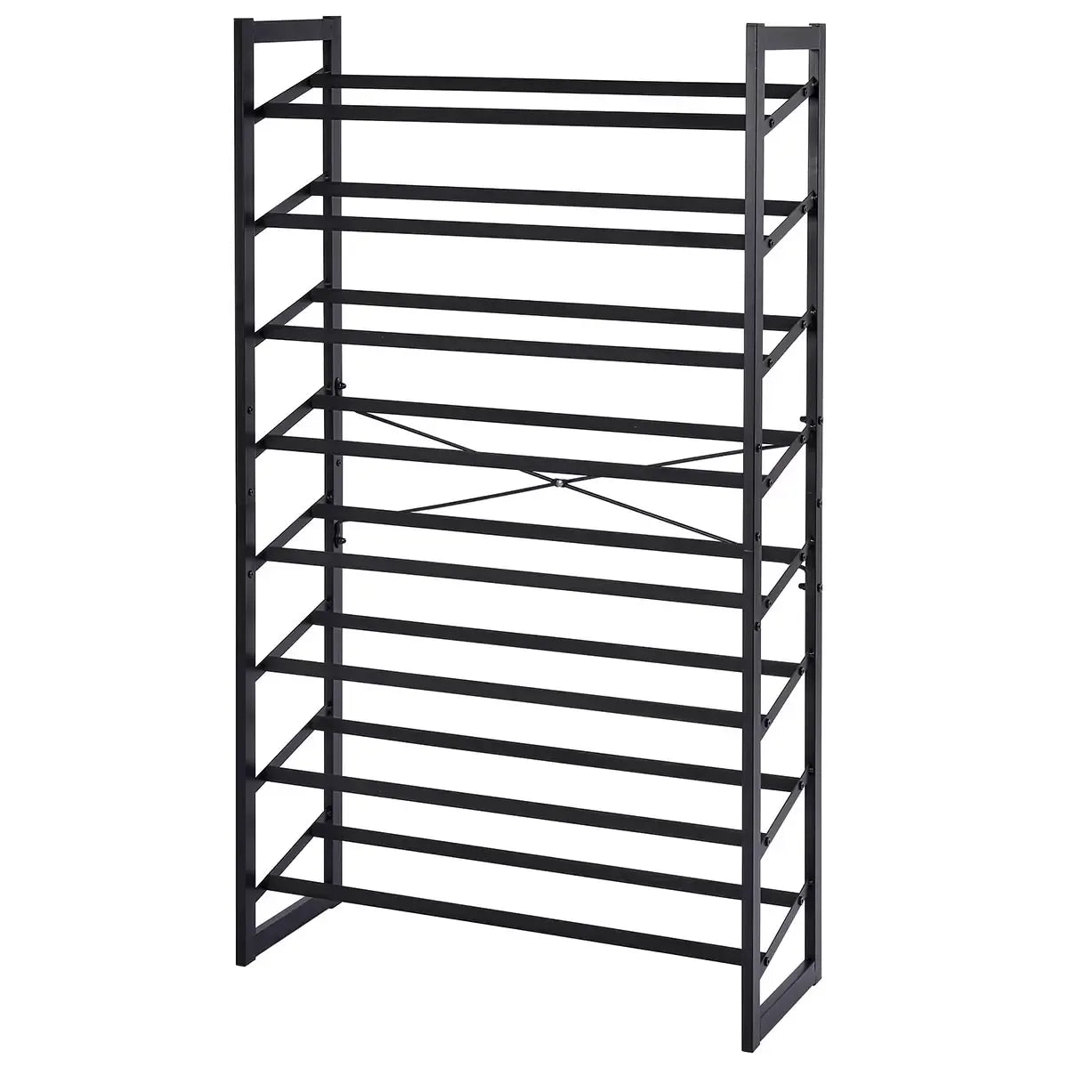 8-Tier Stackable Shoe Rack Set of 2, Vertical Tower, Black Matte - Grey