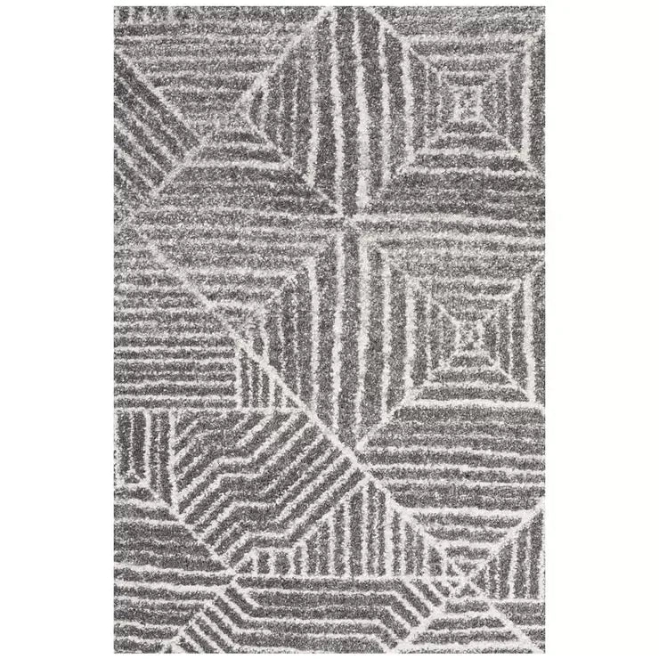 457 Silver Rug 290x200cm Bohemian Tribal Style Easy Clean Polypropylene
