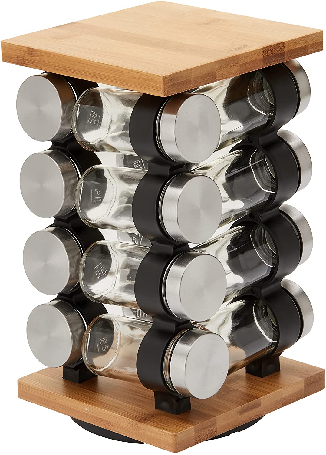 Spice Rack Organizer with 12 Refillable Jars for Kitchen