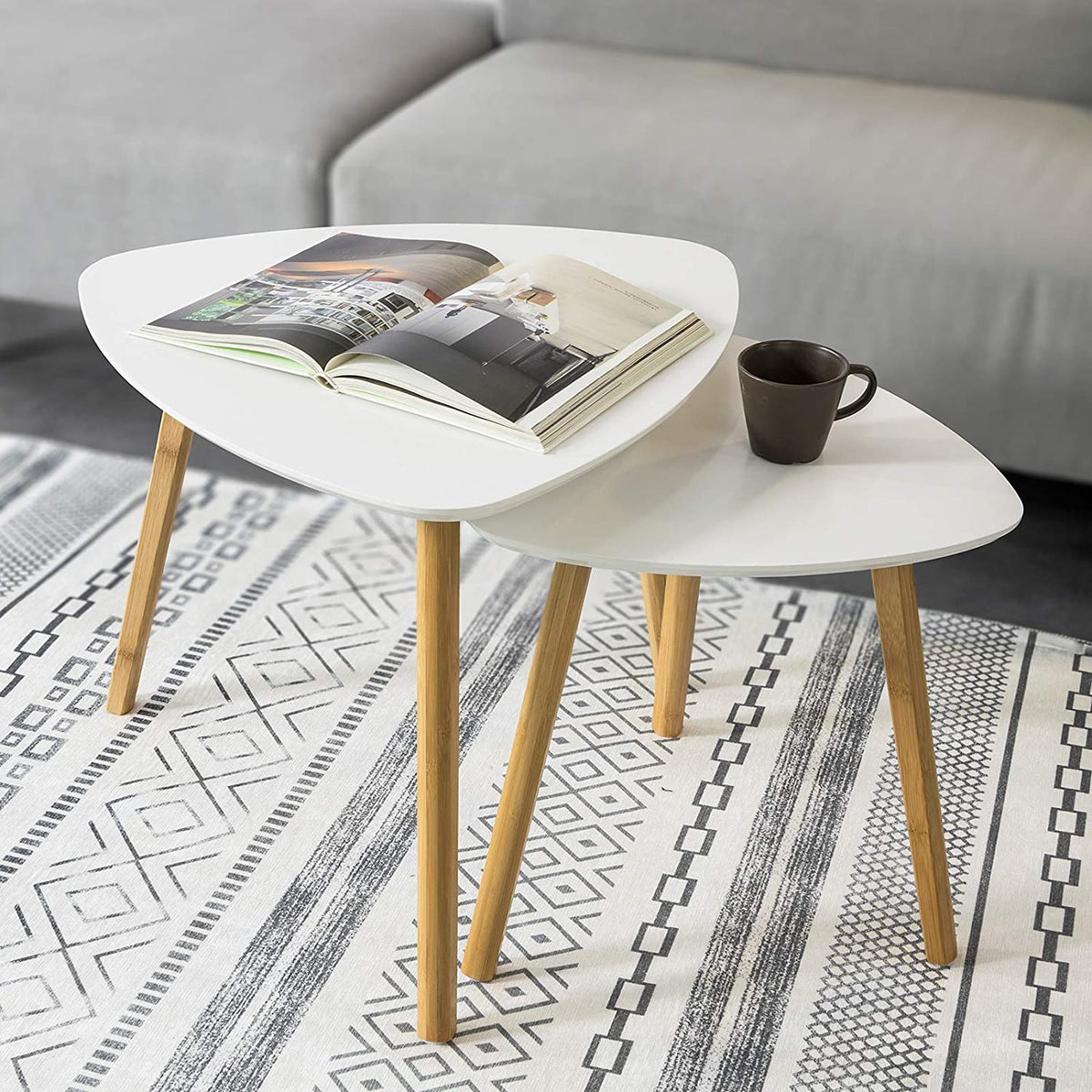 Set of 2 Nesting Side Tables - White