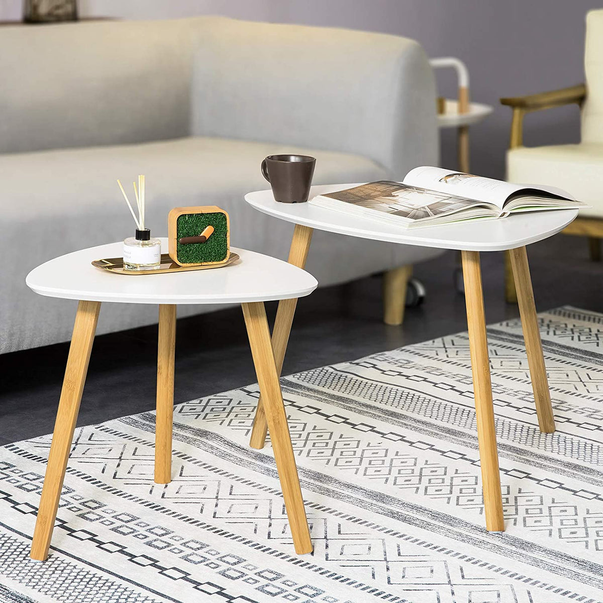 Set of 2 Nesting Side Tables - White