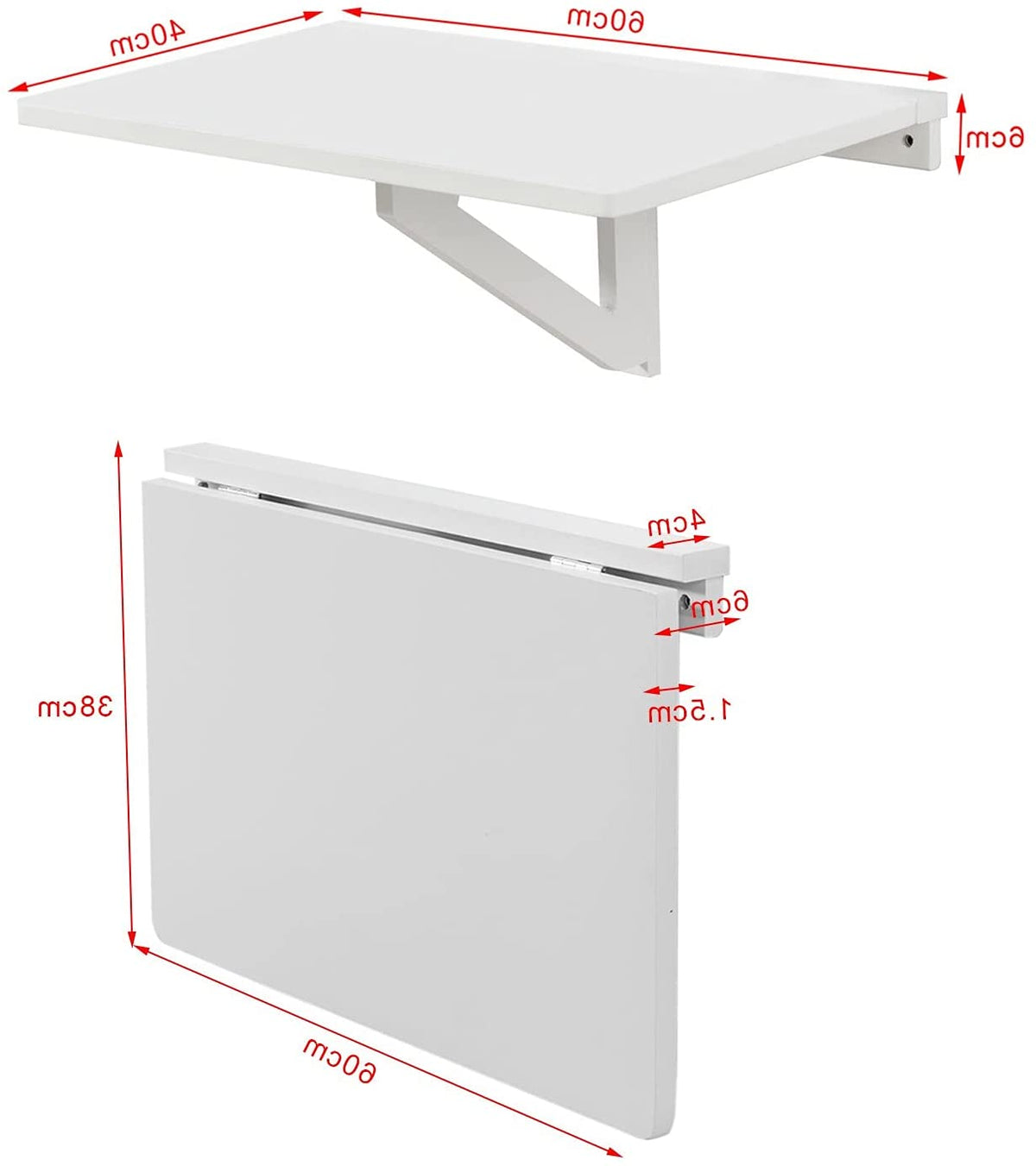 Kitchen Wall-Mounted Folding Table - White