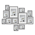12 Piece Mixed Size Modern Photo Frame Set with Gallery Wall Hooks - Matt Black