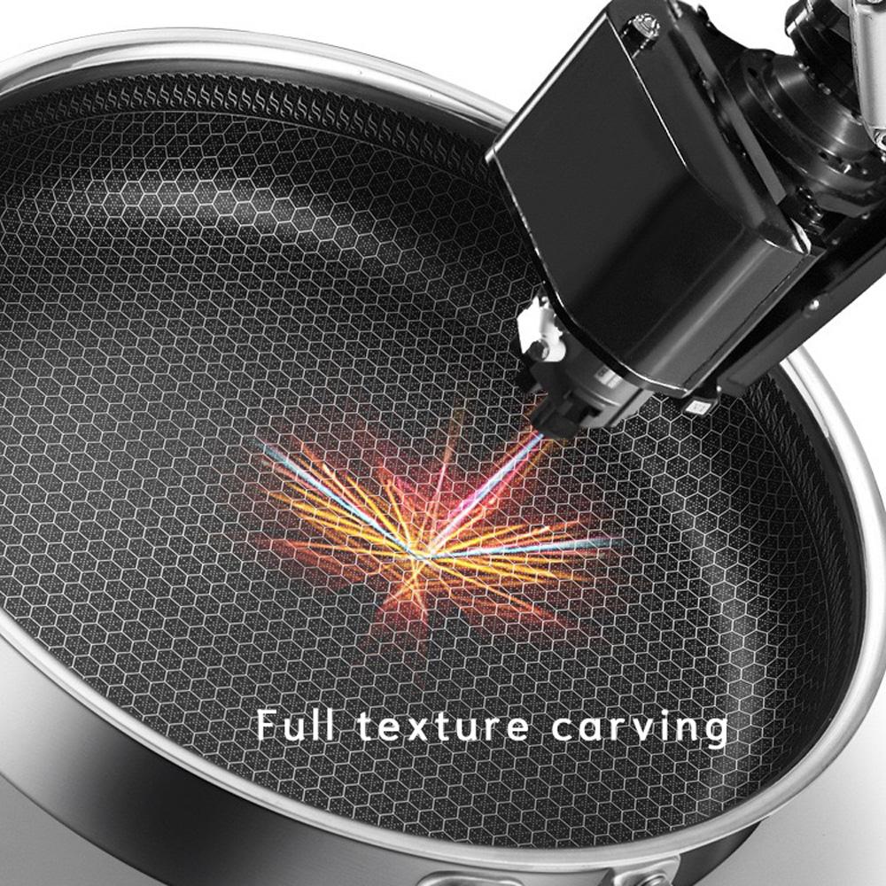 28cm Stainless Steel Honeycomb Non-Stick Frying Pan - Silver