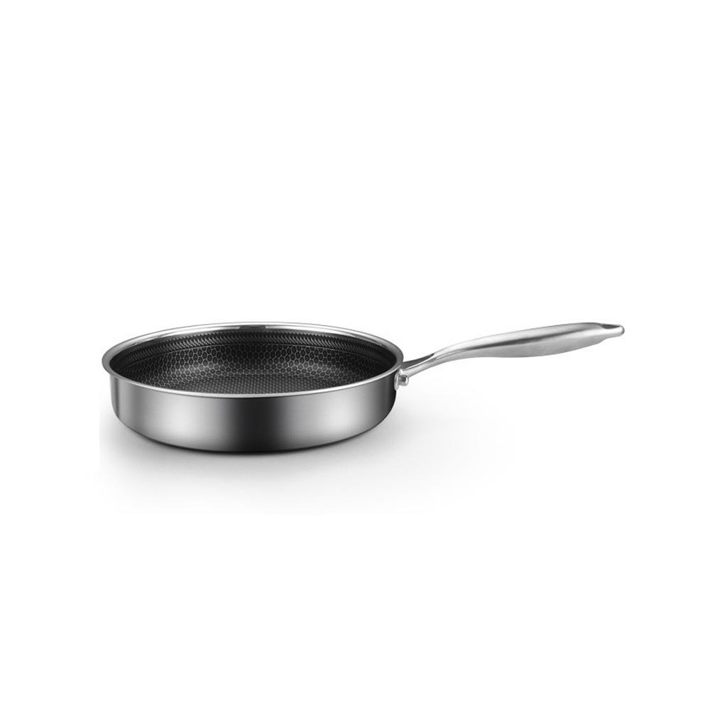 28cm Stainless Steel Honeycomb Non-Stick Frying Pan - Silver