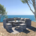 8 Piece Outdoor Wicker Dining Set Grey