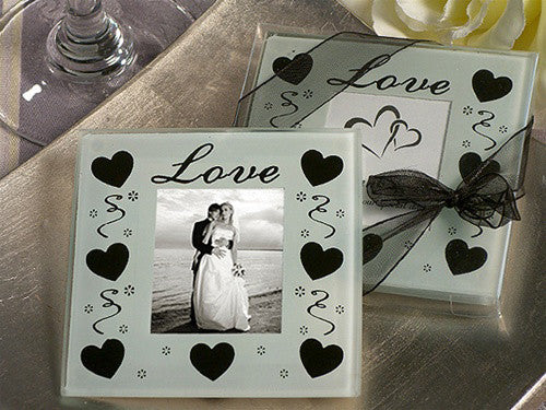 30 Pack Wedding Glass Square Photo Frame Coasters 9x9cm - Clear