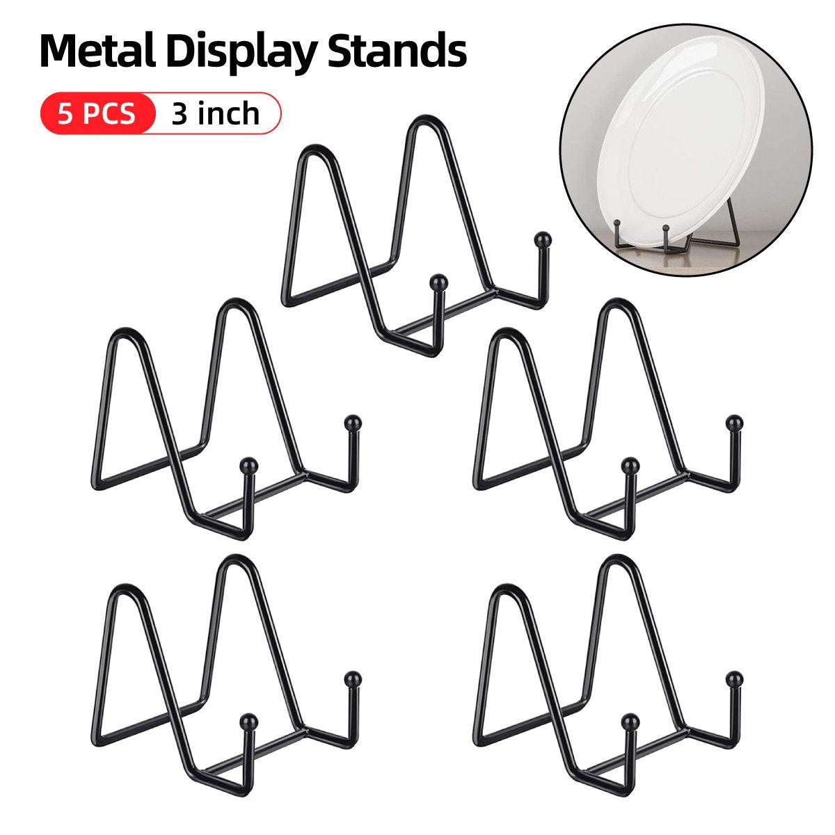 5pcs Metal Display Stands for Plates, Photo Frames & Mobile Phones - Black