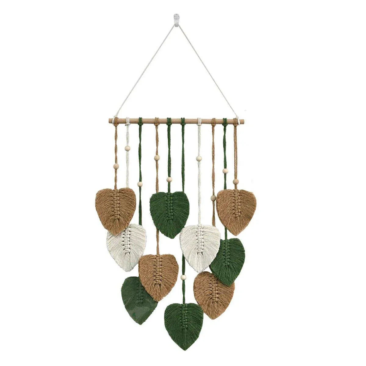 Handmade Braided Cotton Rope Leaves Wall Hanging Decoration - Brown