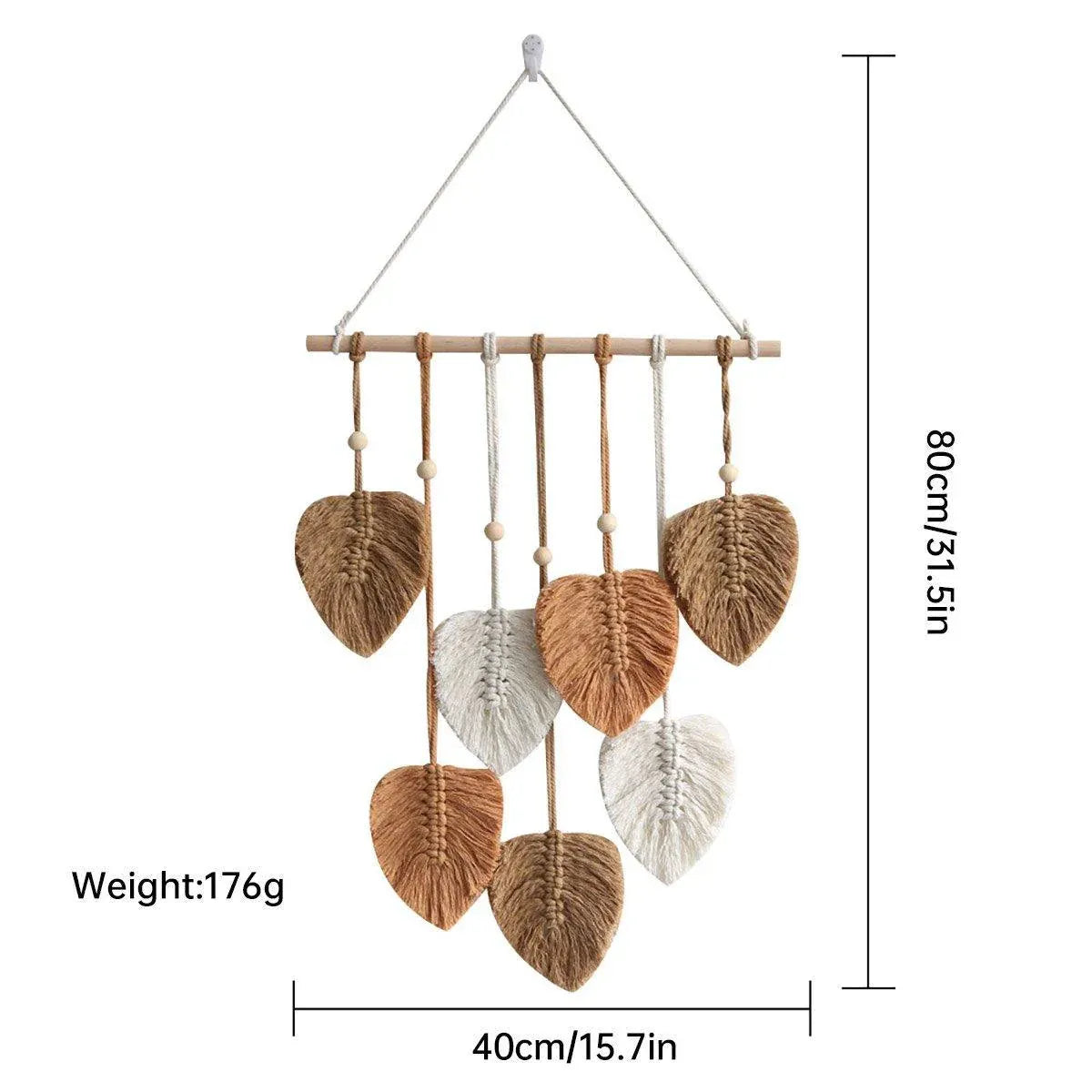 Handmade Braided Cotton Rope Leaf Wall Hanging Decoration - Khaki