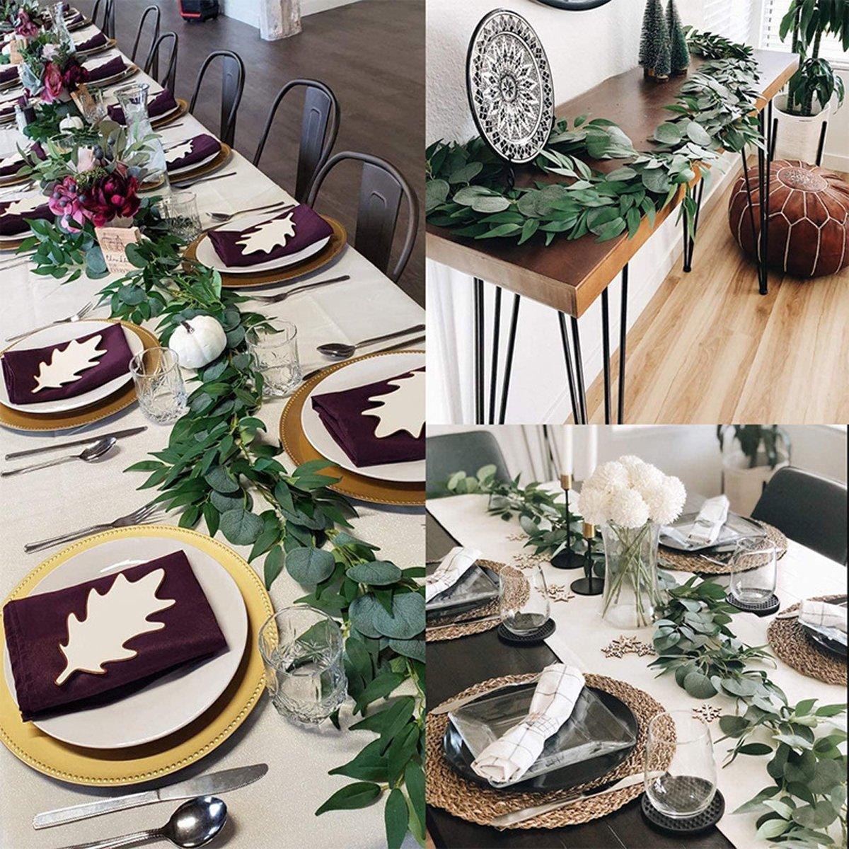 2m Artificial Eucalyptus Garland with Willow Leaves Flexible Vine - Green