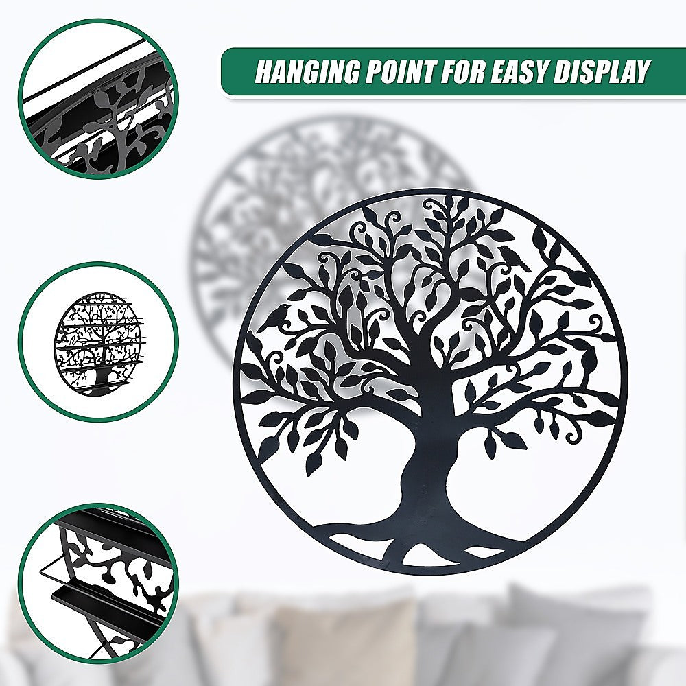 Tree of Life Metal Wall Art Sculpture 60cm - Black
