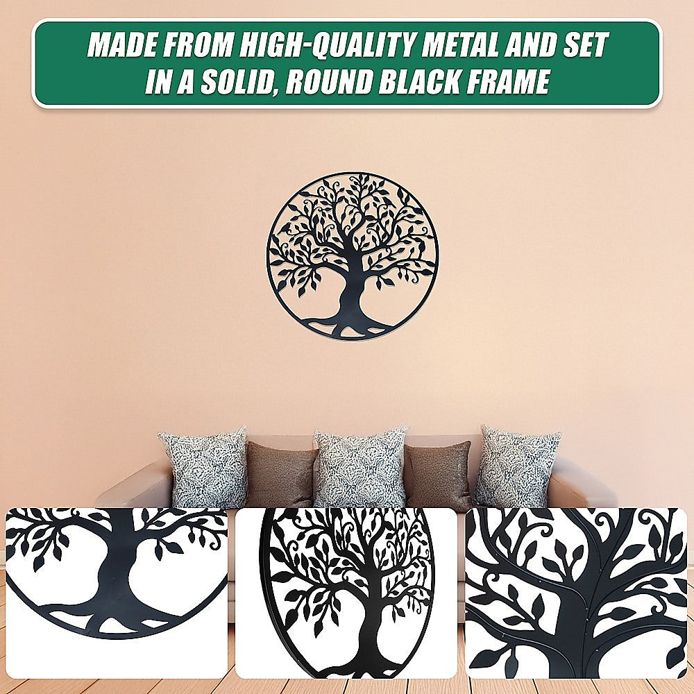 Tree of Life Metal Wall Art Sculpture 60cm - Black
