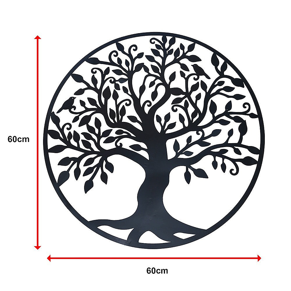 Tree of Life Metal Wall Art Sculpture 60cm - Black