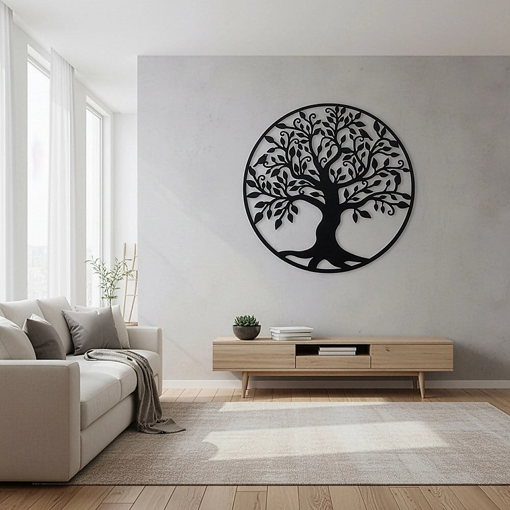Tree of Life Metal Wall Art Sculpture 99cm Hanging - Black