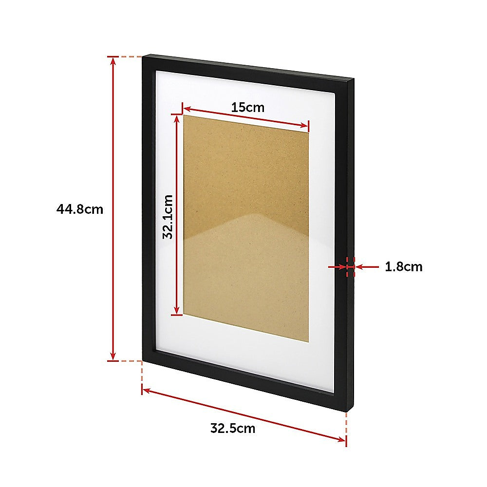 A3 Photo Frame Wall Collage Set 3PCS with White Mat - Black
