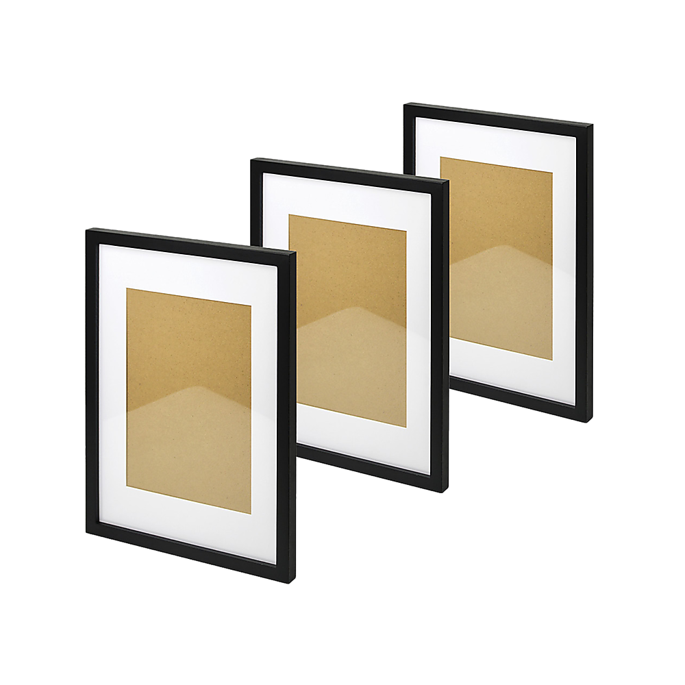A3 Photo Frame Wall Collage Set 3PCS with White Mat - Black