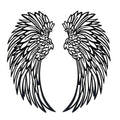 LED Angel Wing Metal Wall Art Wrought Iron Wings Sculpture with Fairy Lights - Vintage Finish