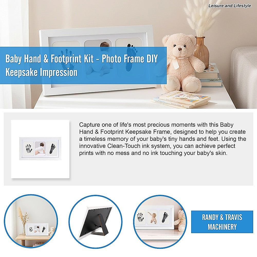 Baby Hand & Footprint Keepsake DIY Photo Frame Kit - White
