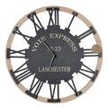 Roman Numeral Round Wall Clock 50cm - Black Natural
