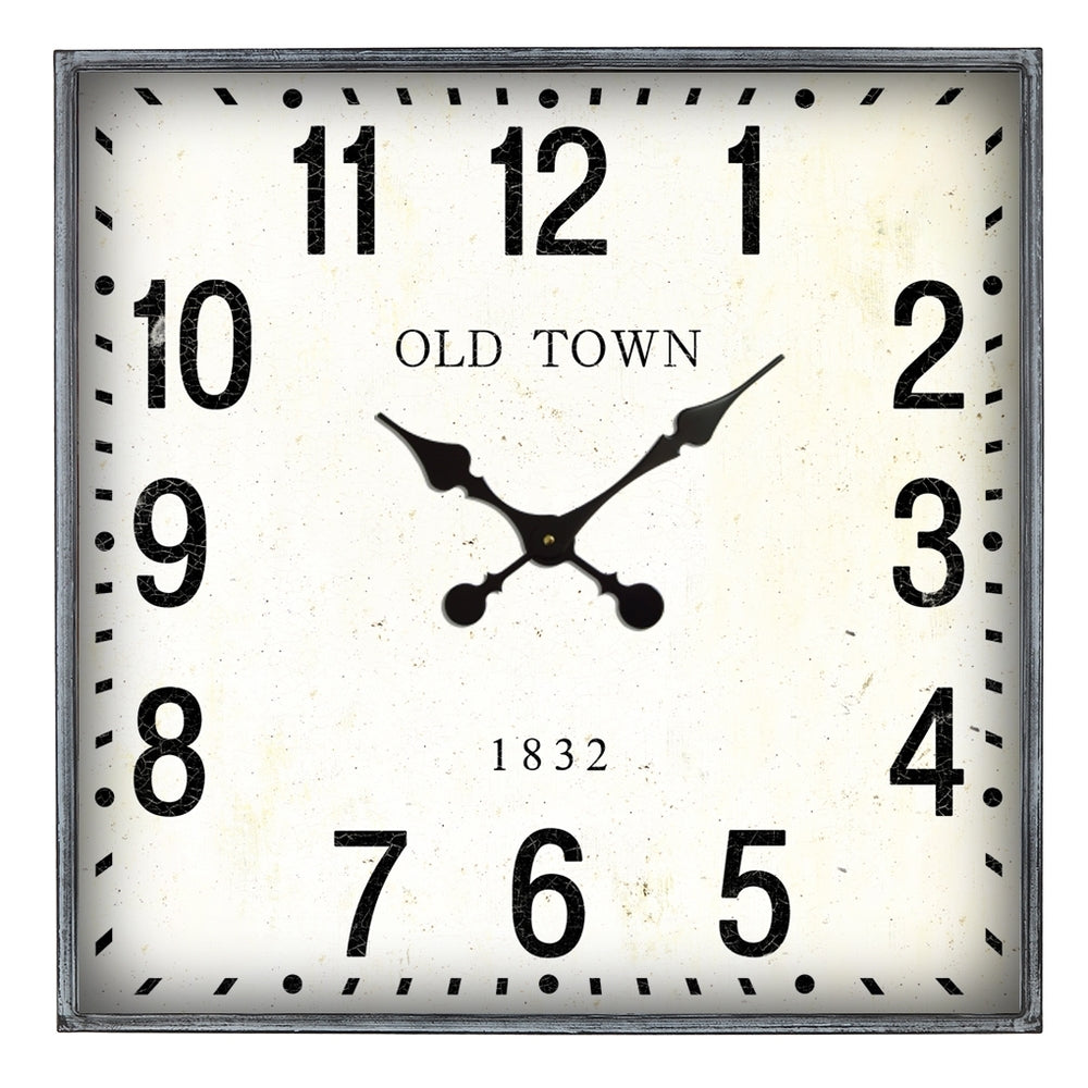 Square Iron Wall Clock 68cm - Rustic Cream