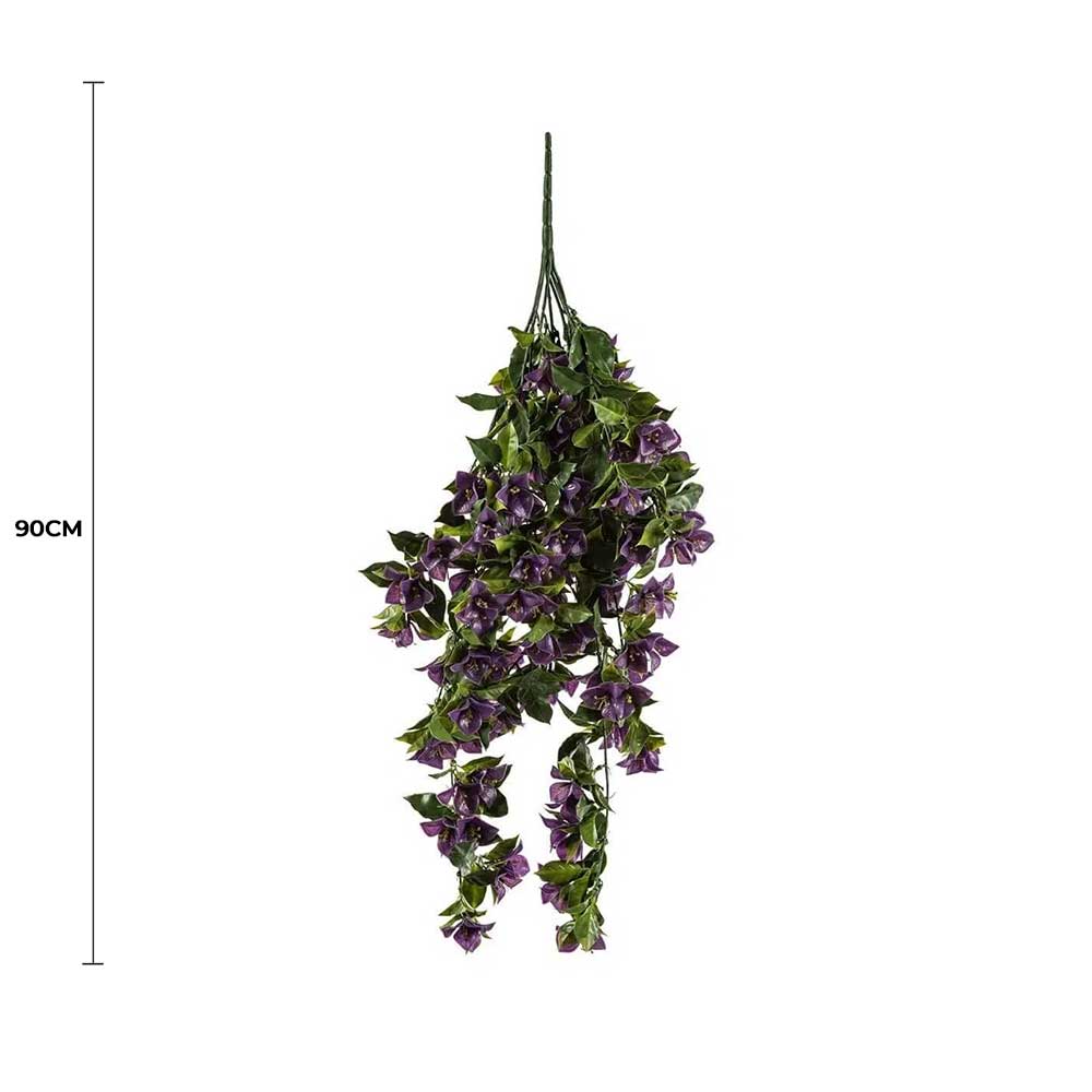 Hanging Artificial Bougainvillea Plant 90cm UV Resistant - Purple