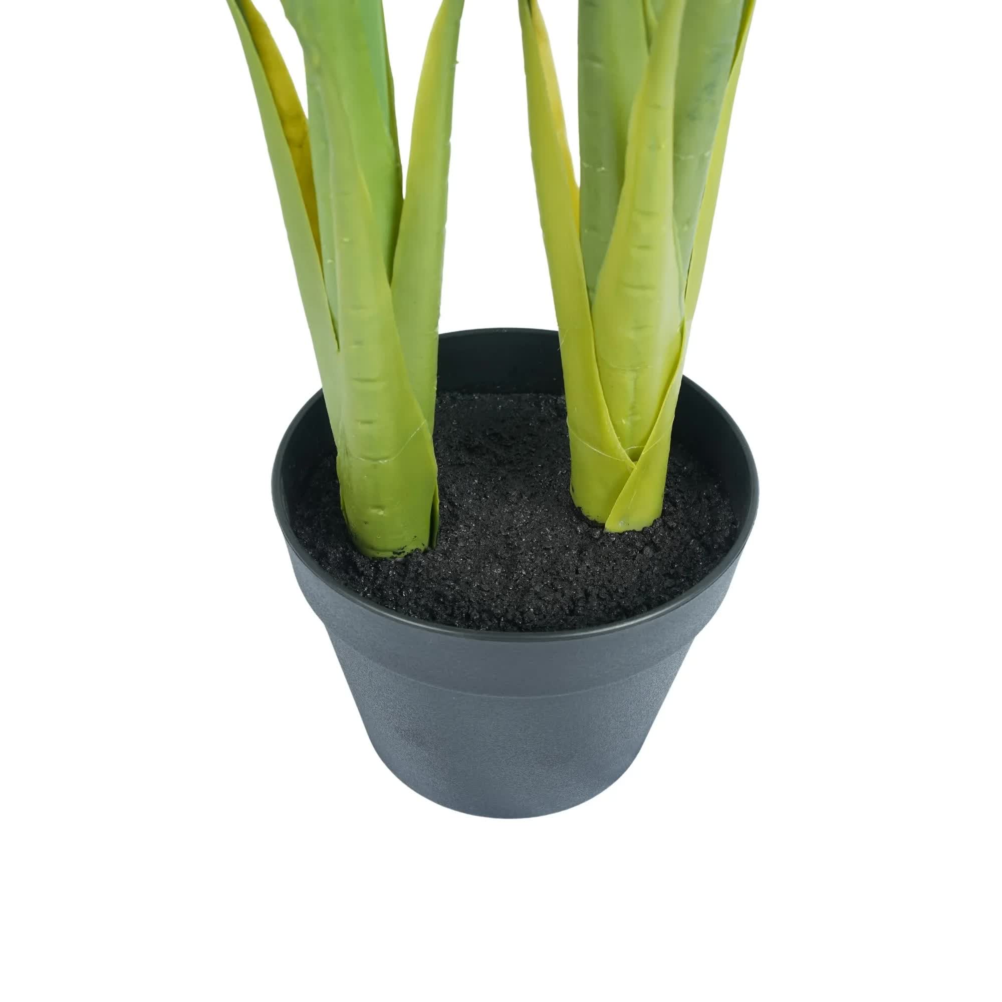 Artificial Bird of Paradise Plant 110cm - Green with Orange and Blue Flowers