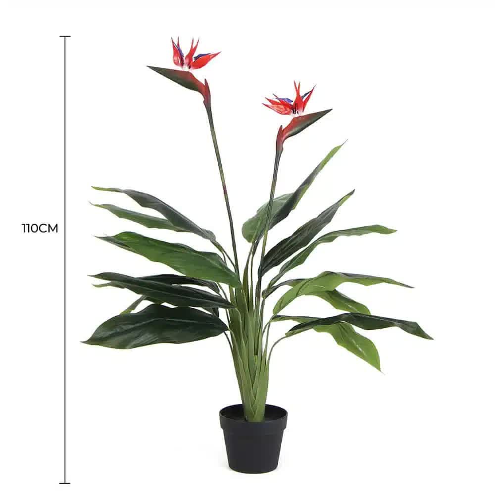 Artificial Bird of Paradise Plant 110cm - Red Flowers