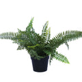 Small Potted Artificial Dark Green Fern Plant 20cm - Dark Green