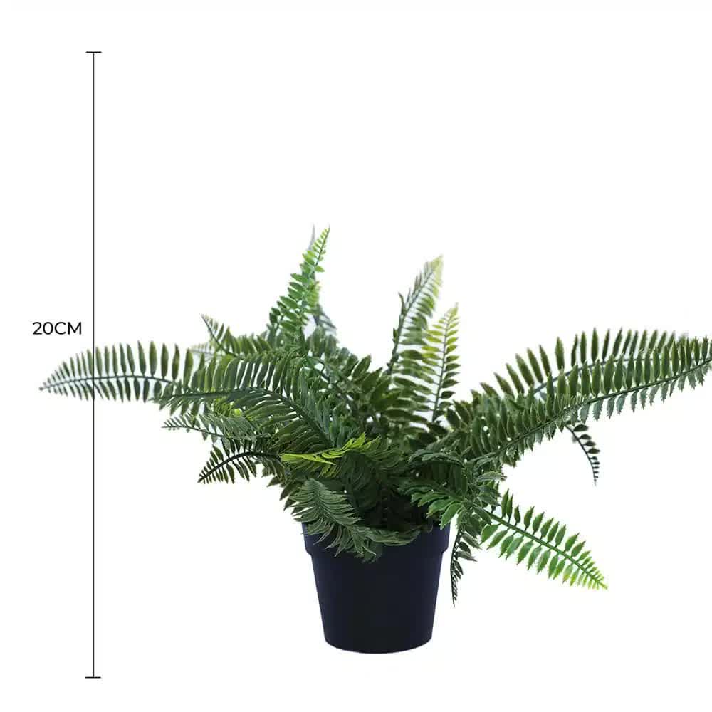 Small Potted Artificial Dark Green Fern Plant 20cm - Dark Green