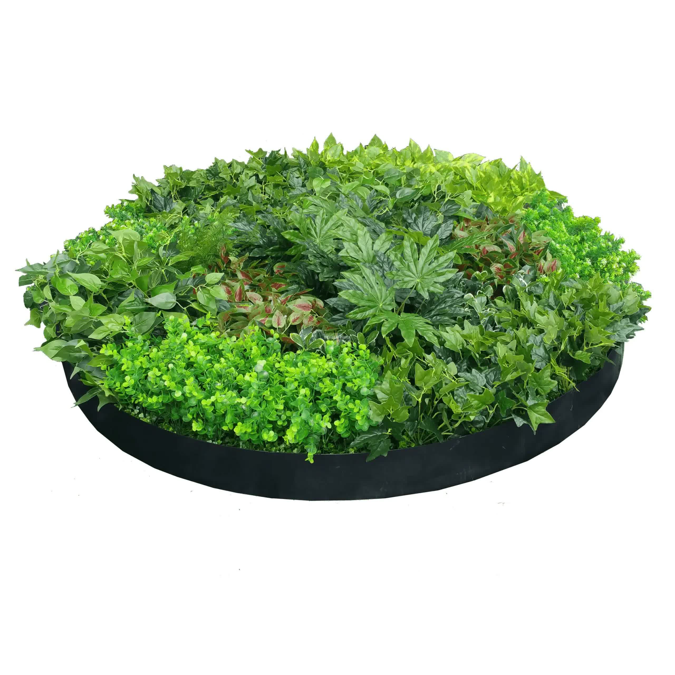 150cm Artificial Plant Wall Disk with Mixed Ivy and Philodendron - Onyx Black