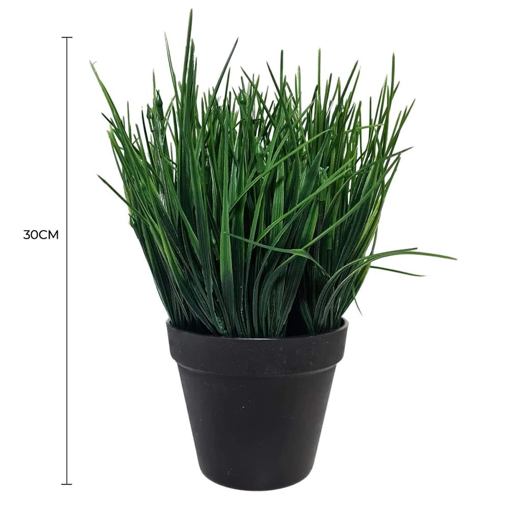 Potted Ornamental Artificial Mondo Dense Green Grass 30cm UV Resistant - Green