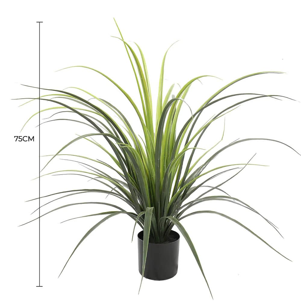 Potted Artificial Yucca Long Grass 75cm UV Resistant - Natural Green