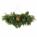 Artificial Hanging Plant Arrangement with Tropical Flowers 100cm x 30cm Rectangular - Vibrant Tropical Colors