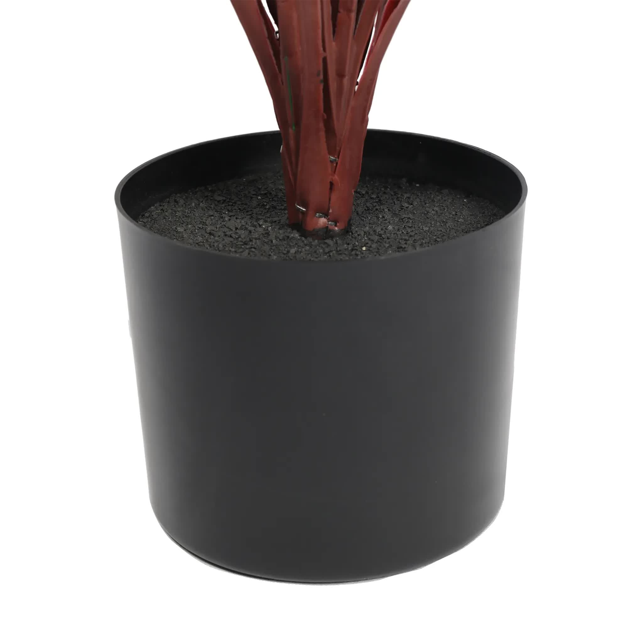 115cm Burgundy Potted Artificial Long Yucca Grass - Burgundy