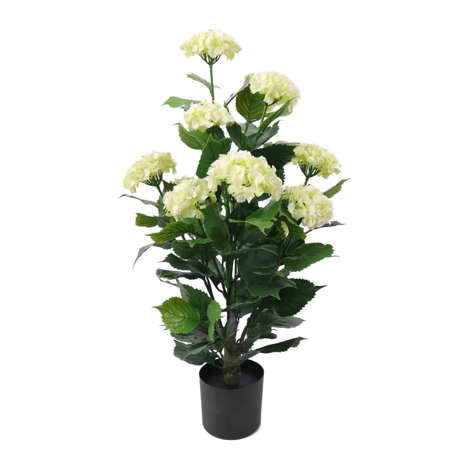 Artificial Flowering Hydrangea Tree 90cm UV Resistant - White