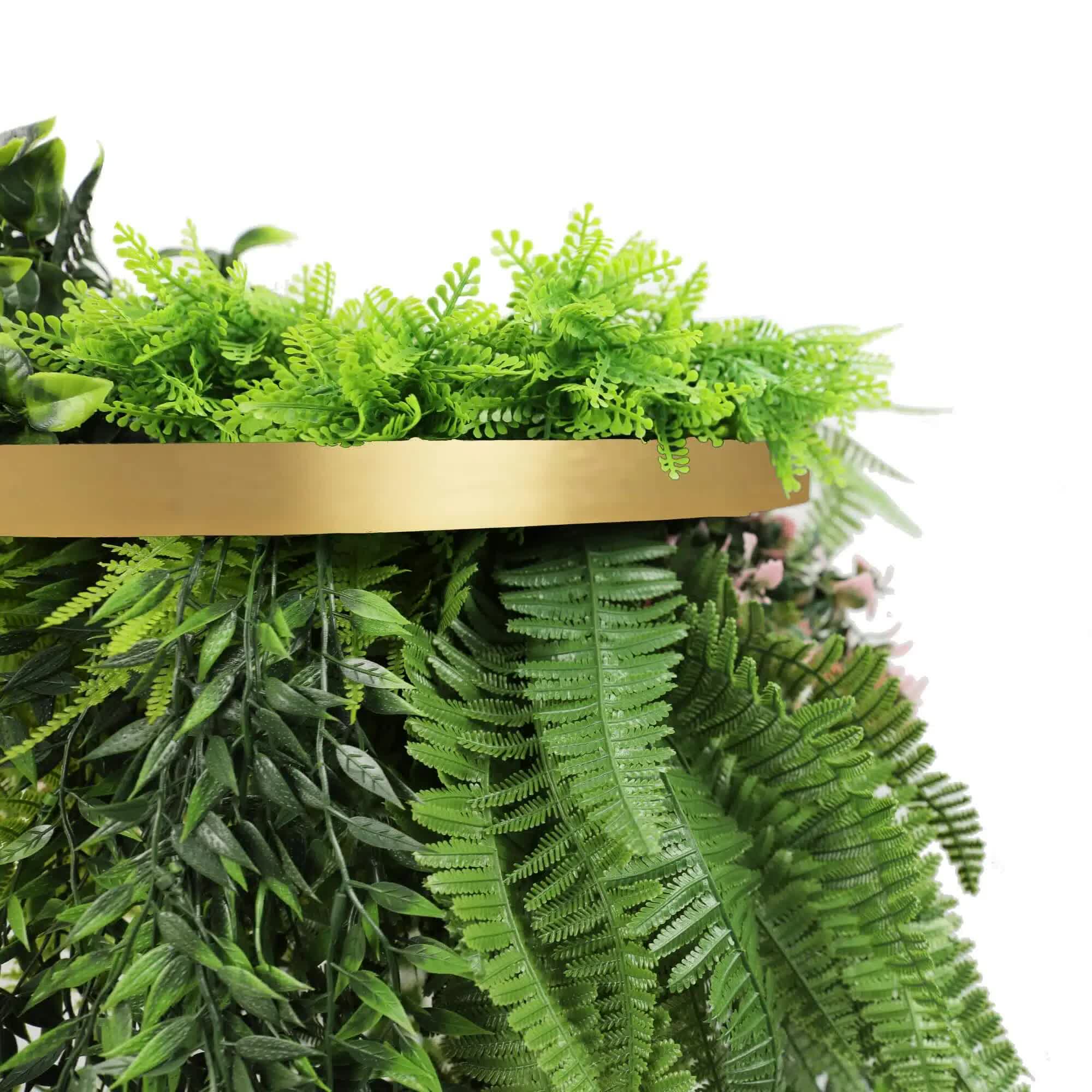 Premium Hanging Artificial Plant Arrangement 40cm with Gold Frame - Gold