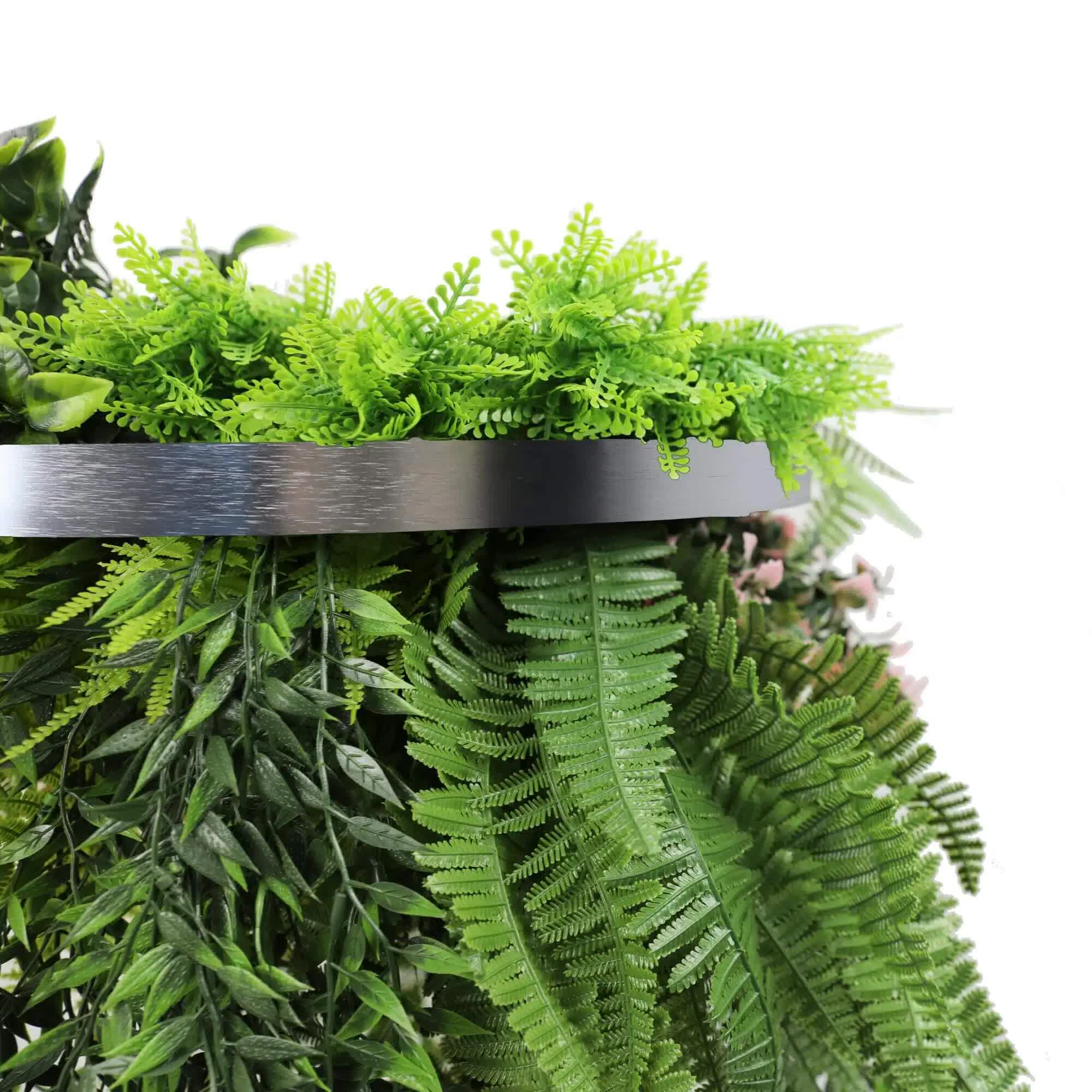 Premium Hanging Artificial Plant Arrangement 40cm UV Resistant with Silver Frame - Silver