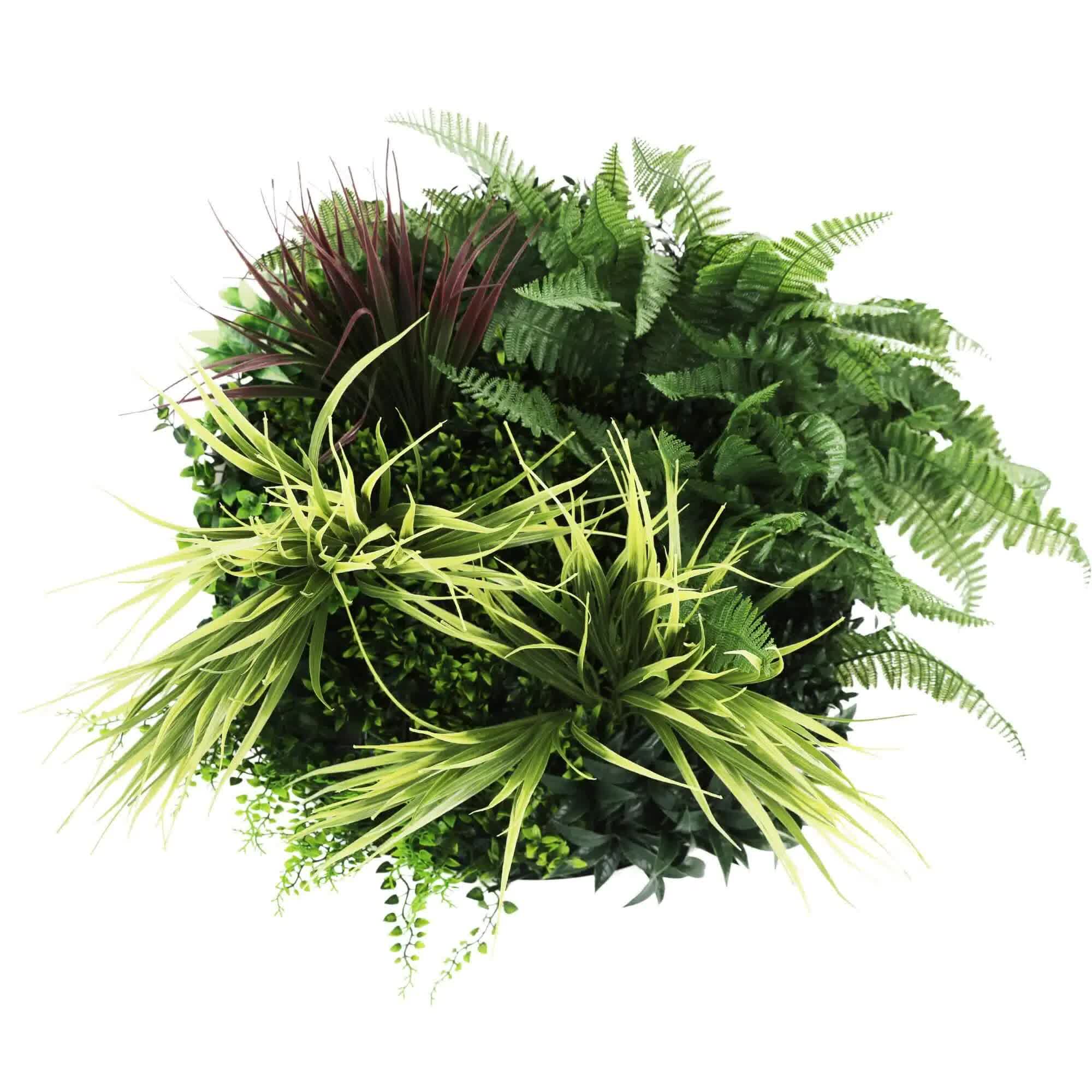 Slimline 50cm Artificial Green Wall Disc Art with White Frame - White