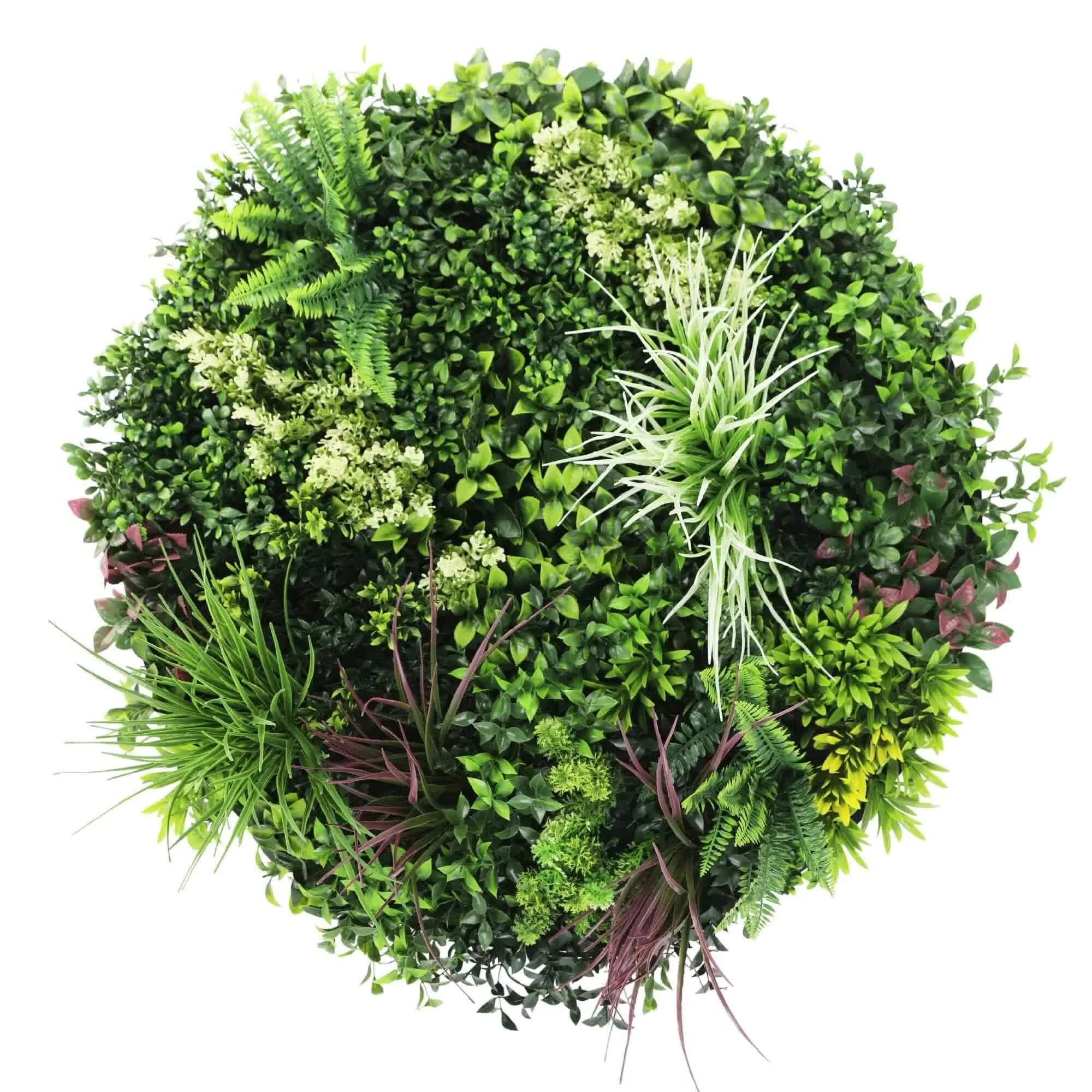 Slimline 80cm Artificial Green Wall Disc Art UV Resistant - Black