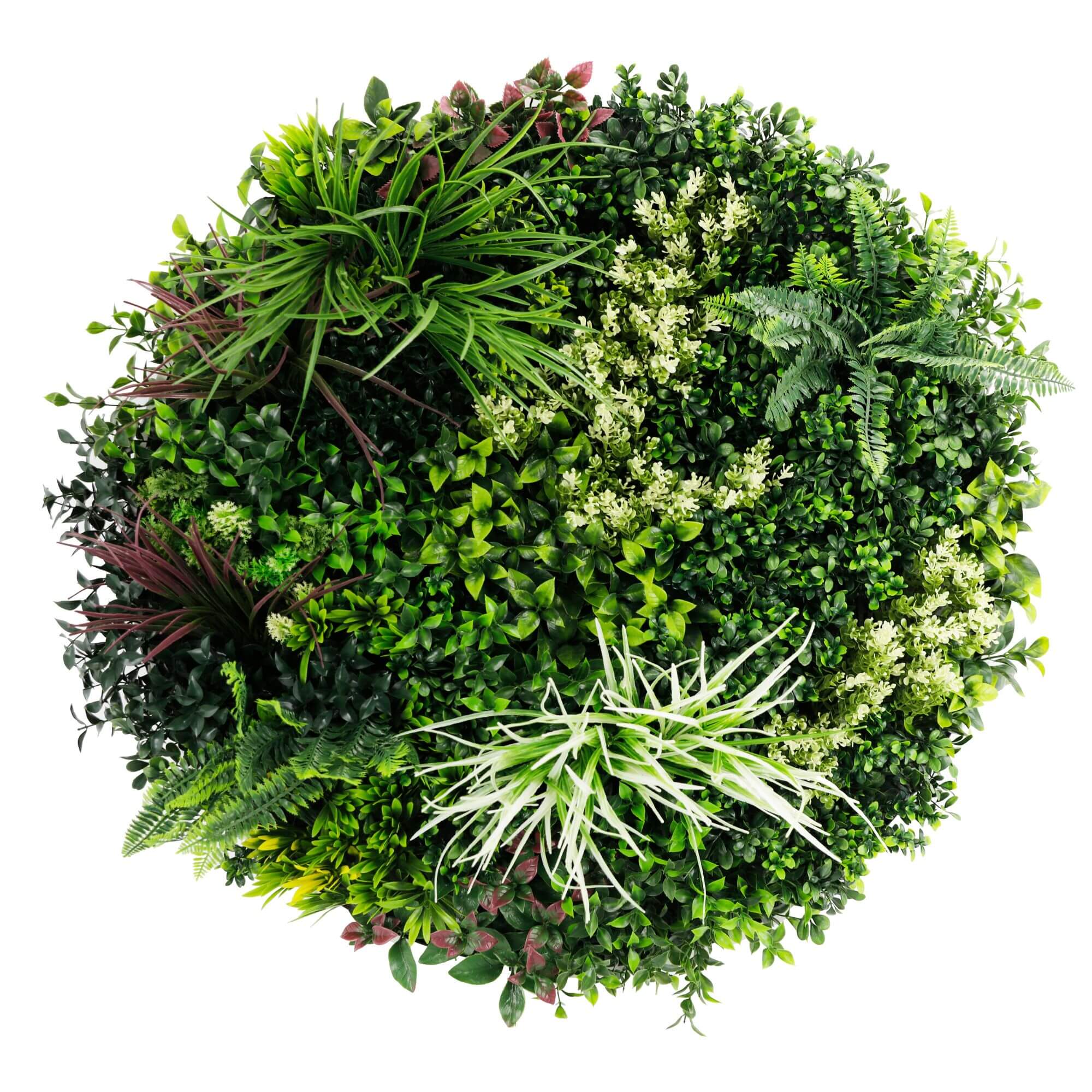Slimline 80cm Artificial Green Wall Disc UV Resistant - White