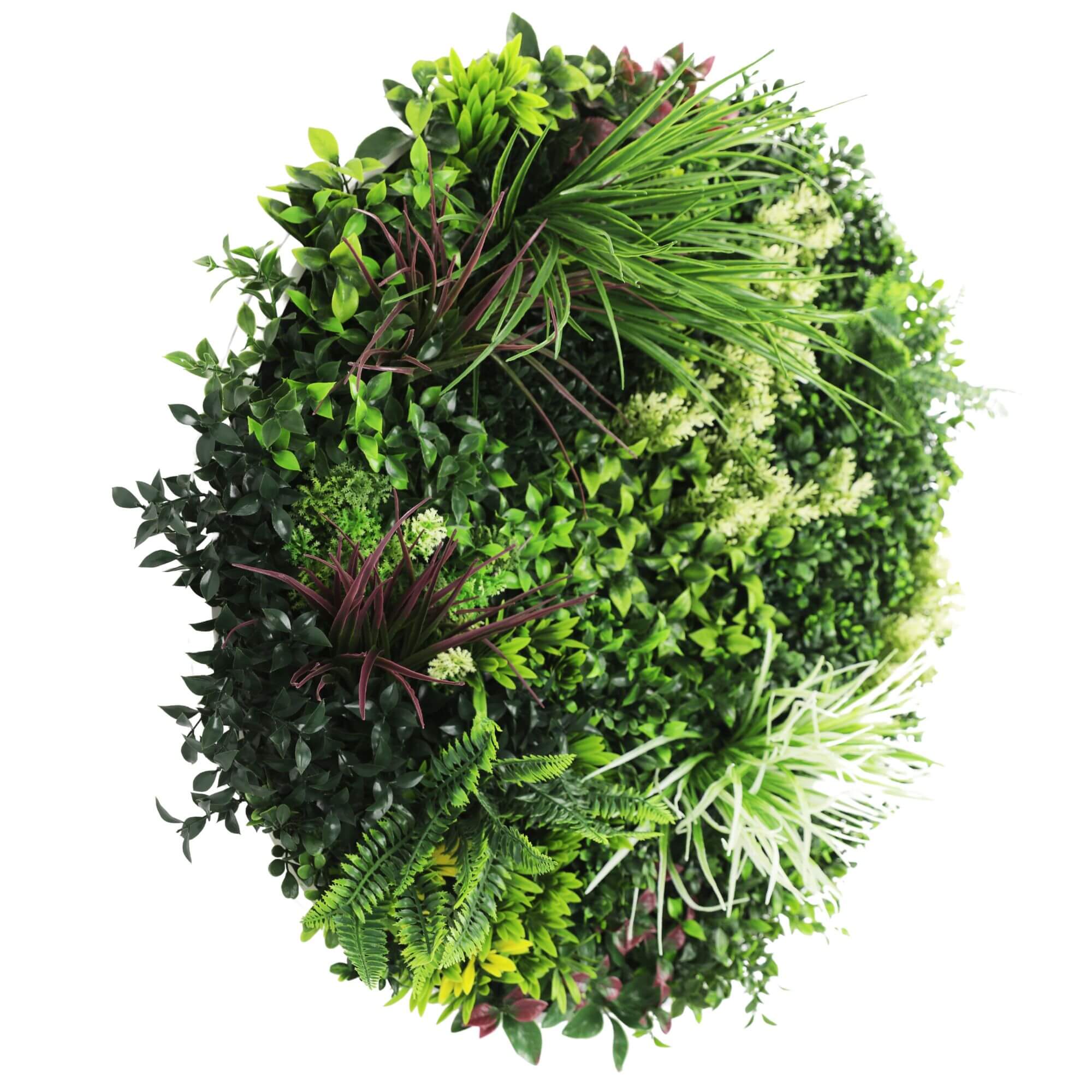 Slimline 80cm Artificial Green Wall Disc UV Resistant - White